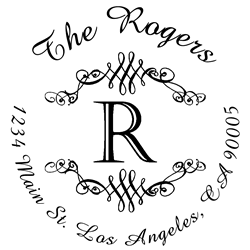 Round Flourish Border Letter R Monogram Stamp Sample